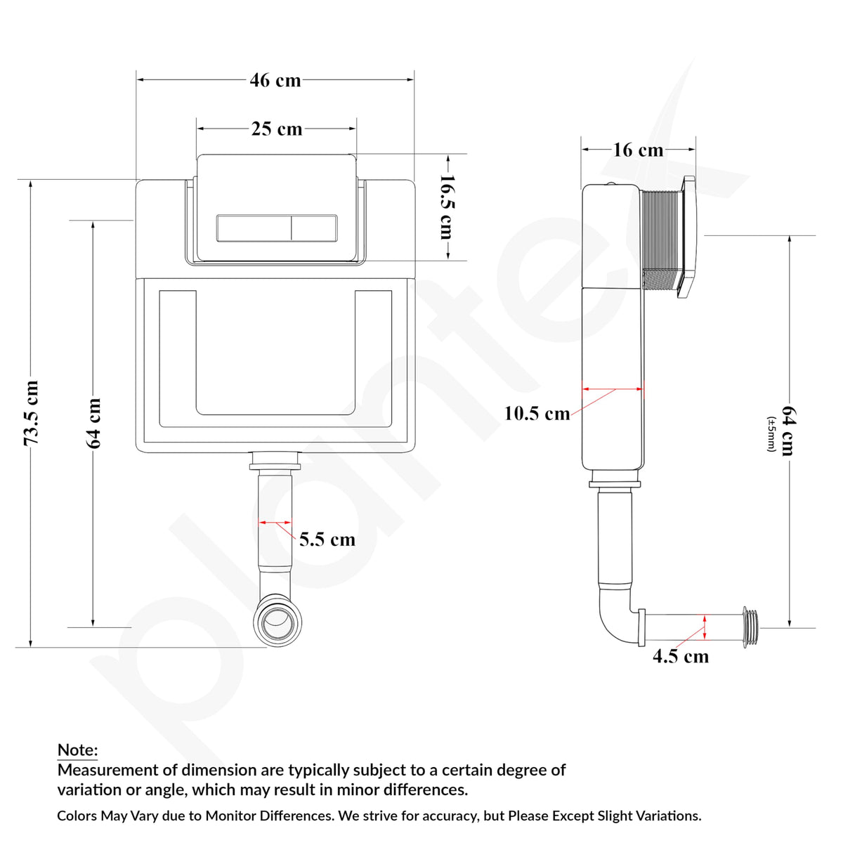 Plantex Concealed Tank for Commode/Cistern Flush Tank for Toilet with 8 LTR Capacity/Flushing Cistern Tank/Slim and Stylish Dual Flush Tank with All Internal Accessories - Pack of 1 (White)-3