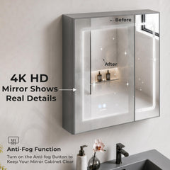 Plantex Wall Mount Vanity Cabinet with Washbasin and Mirror/Rectangular Basin with Cabinet for Bathroom - (Cryston-800, Grey)-5