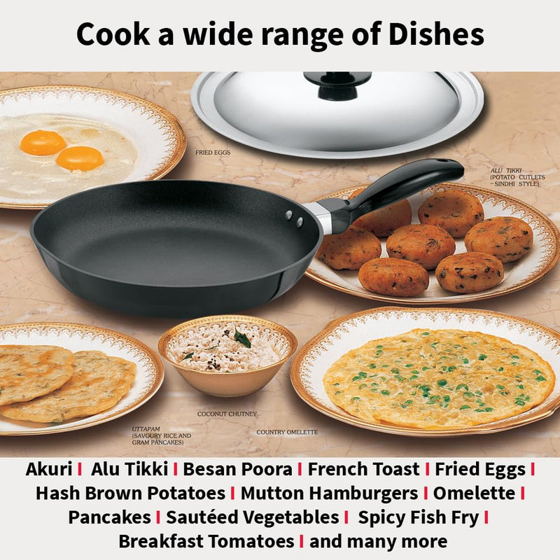 Hawkins Futura 17 cm Frying Pan, Non Stick Fry Pan with Stainless Steel Lid, Small Frying Pan, Black (NF17S)