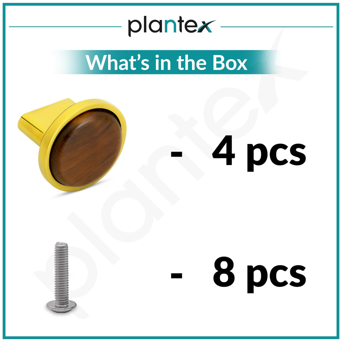 Plantex Knobs for Drawer/Round Drawer Knobs/Knobs for Cabinets/Pull-Push Knobs for Kitchen/Bedroom Drawer - Pack of 4 (Small, Gold & Wood)-5