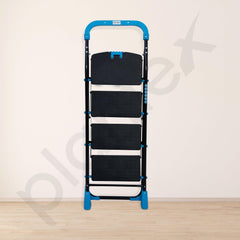 Plantex Stylo Heavy-Duty Mild-Steel Folding 4 Step Ladder for Home with Advanced Locking System/Wide Anti-Skid Step Ladder (Black & Blue)