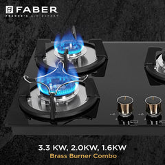 Faber Hob 90 cm 5 Burner|Auto-Ignition|Spillage Proof|Brass Burners|Metal Knobs|Pan Support|2yrs on Burner,5 Yrs Warrant