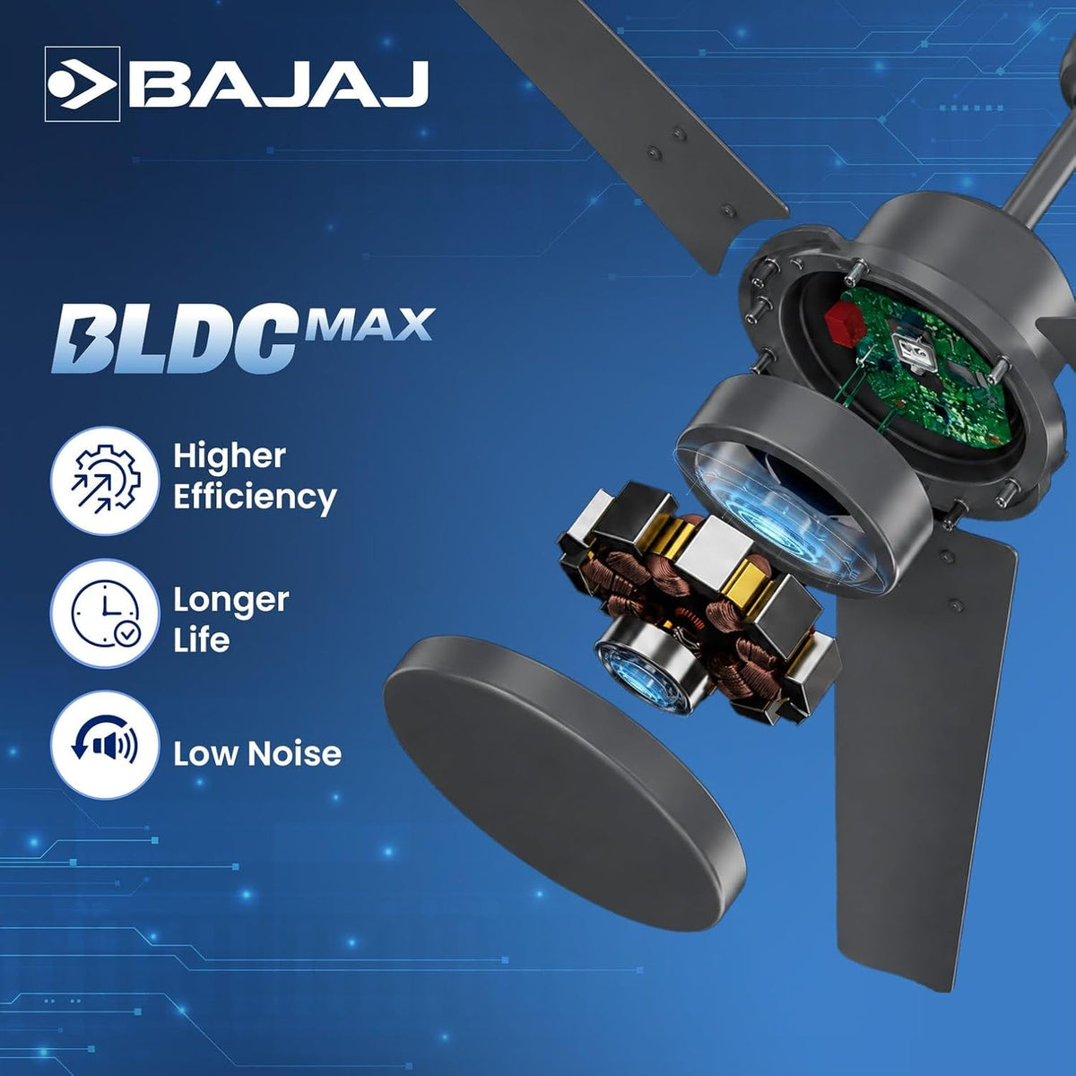 Bajaj Raftaar BLDC 1200 mm Ceiling Fan with Remote (Coalmine Grey)-4