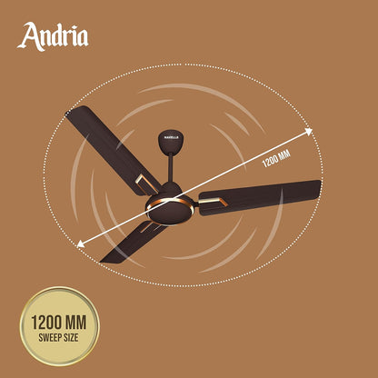Havells Andria 1200mm Ceiling Fan | Dust Resistant | Ideal for Modern Interiors | Superior Air Delivery | Watt: 60W | 2 Years Manufacturer Warranty (Pack of 1, Espresso Brown)