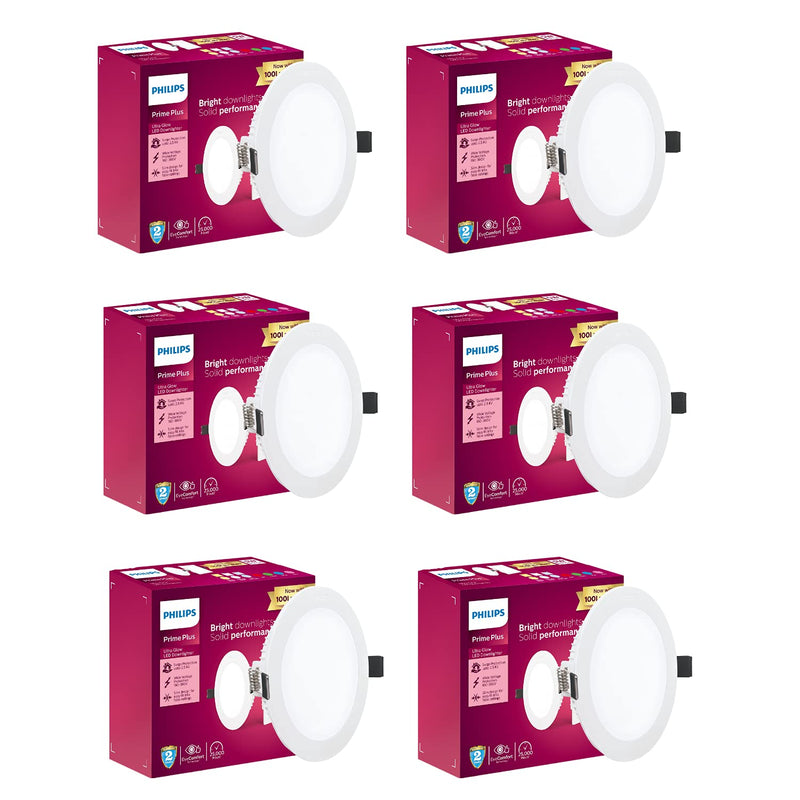 Philips 5W Round AP Plus UltraGlow LED DL Recessed LED Panel Ceiling Light (Pack of 6,Warm White)
