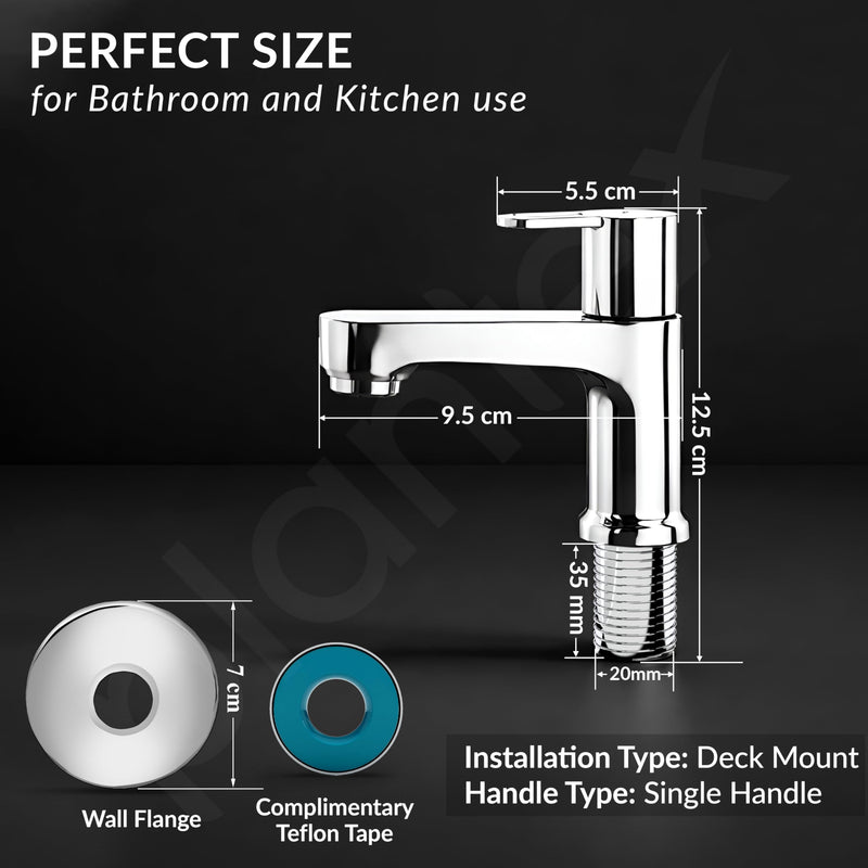 Plantex Pillar Cock Water Tap/Pure Brass Pillar Cock for Wash Basin with Teflon Tape/Single Lever Tabletop Basin Tap - (Flip, Chrome)-4