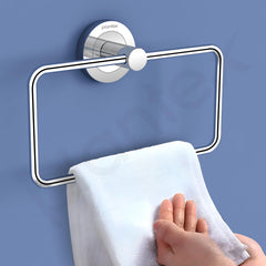 Plantex Stainless Steel Towel Ring for Bathroom/Wash Basin/Napkin-Towel Hanger/Bathroom Accessories (Chrome-Rectangular) - Pack of 4-5