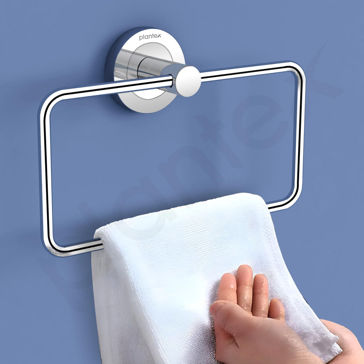 Plantex Stainless Steel Towel Ring for Bathroom/Wash Basin/Napkin-Towel Hanger/Bathroom Accessories (Chrome-Rectangular) - Pack of 4-5