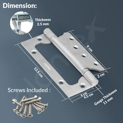 Plantex Butterfly Hinges for Door/Stainless Steel Door Hinges/5 Inch x 14 Gauge Hinge/2.5 mm Hinges for Home/Office/Hotel/Non-Mortise Hinge - Pack of 6 (Chrome)-3