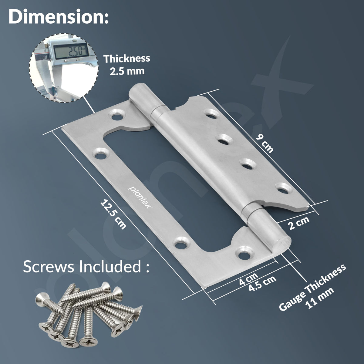 Plantex Butterfly Hinges for Door/Stainless Steel Door Hinges/5 Inch x 14 Gauge Hinge/2.5 mm Hinges for Home/Office/Hotel/Non-Mortise Hinge - Pack of 6 (Chrome)-3