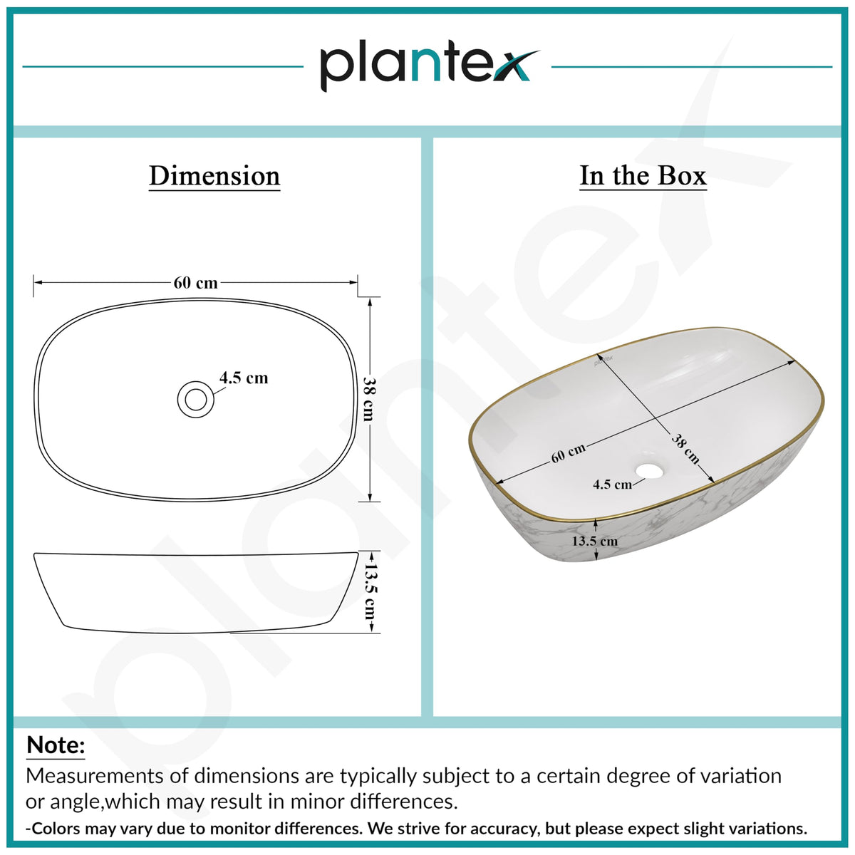 Plantex Ceramic Wash Basin for Bathroom/Table Top Ceramic Basin/Washbasin for Bathroom (White - 24 x 15 x 5.5 Inch)-3