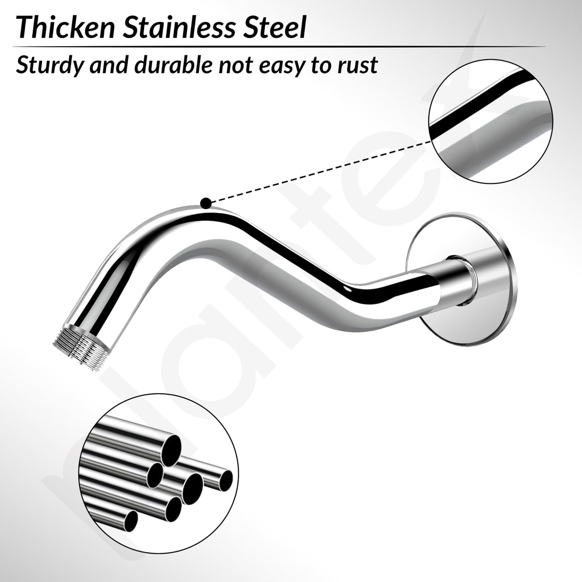 Plantex 11-Inch S-Shaped Shower Arm for Overhead Shower/Stainless Steel Shower Arm Pipe/Wall Mount ShowerArm for Bathroom Fitting with 1⁄2-Inch Thread - Pack of 1 (Chrome)-3