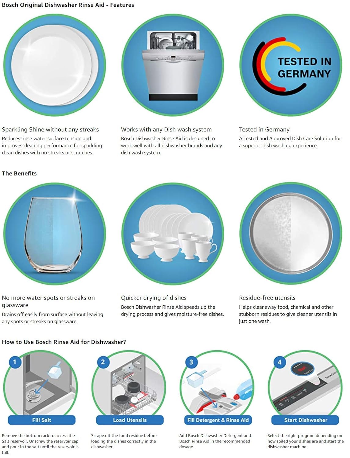 Bosch Rinse Aid for Dishwasher Liquid - 400ml