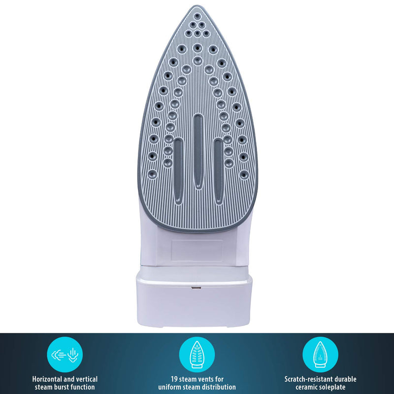 USHA Helix Pro Smart Steam Iron 2000 W with Easy-Wind Retractable Cord, Durable Ceramic Soleplate, 3-Way Auto Shut Off, Anti-Drip, Anti-Calc Function (Blue & White)