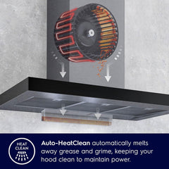 Electrolux 60cm Straight Glass Chimney for up to 180 sqft Kitchen, AutoClean, UltimateTaste 500, Black, ECC6681G-4