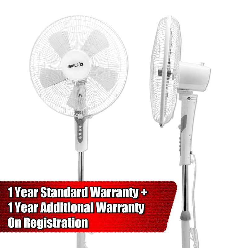 IBELL CHROME10 Pedestal Fan with Timer, 5 Leaf, 406mm, High Speed Motor-2