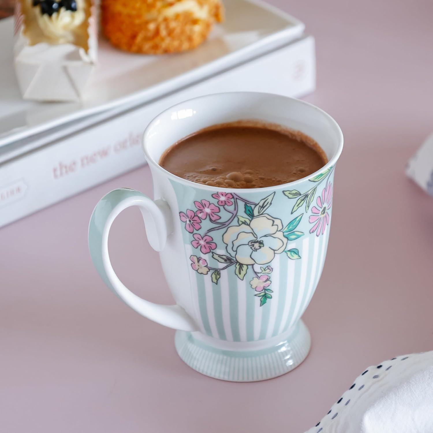 Magique by The Wishing Chair x ClayCraft : Trellis Happy Days Ceramic Coffee Mug – 300 ml | Handcrafted Floral Cup | Elegant Lightweight Coffee Mug | Microwave & Dishwasher Safe | Tea Mug