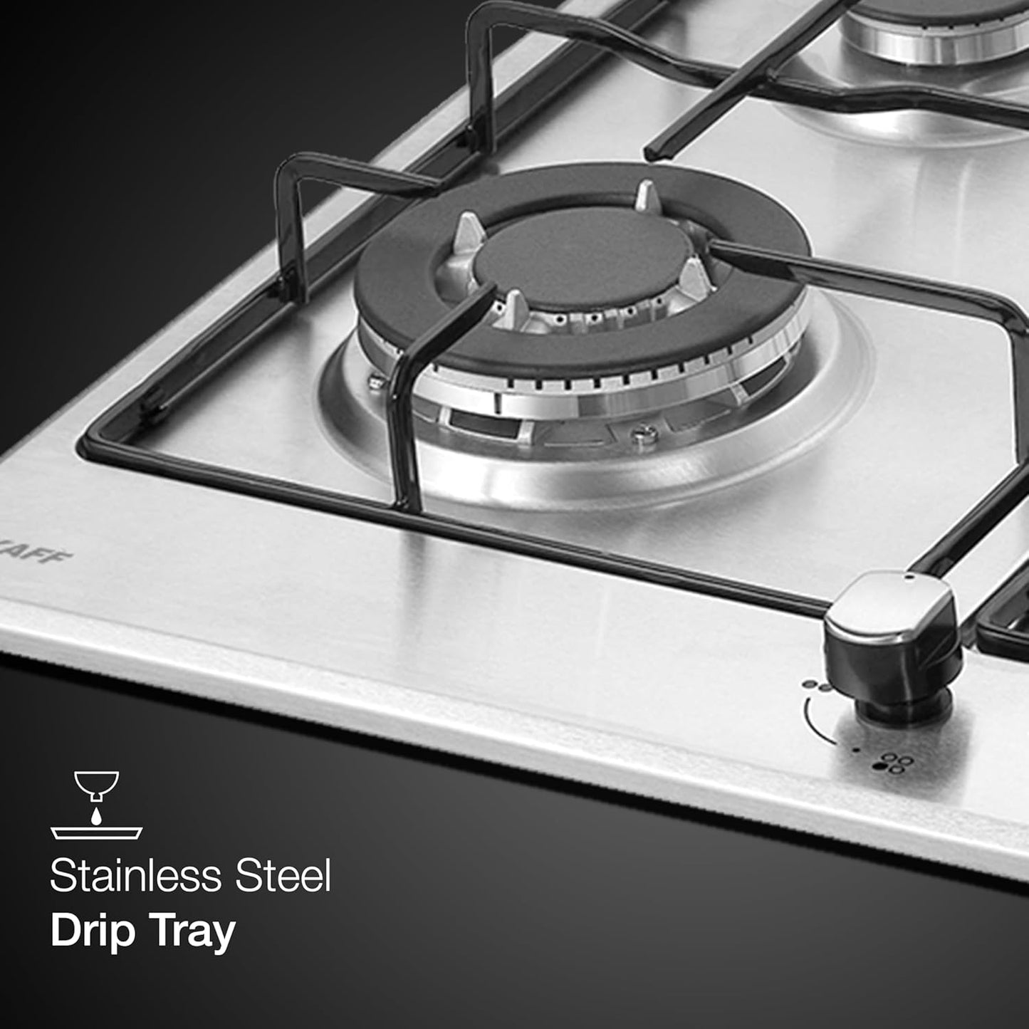 KAFF 4 Burners Built-in Hob & Hobtop For Modular kitchen -8 MM|Auto Electric Ignition Glass Top| Italian Burner, Enamelled Matt Finish, Easy Grip Knobs, Toughened Glass (Silver,80CM)