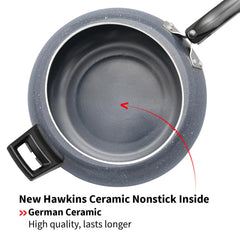 Hawkins 5 Litre Ceramic Nonstick Pressure Cooker, Induction Inner Lid Cooker, Granite Contura shaped Cooker, Blue (ICC50)