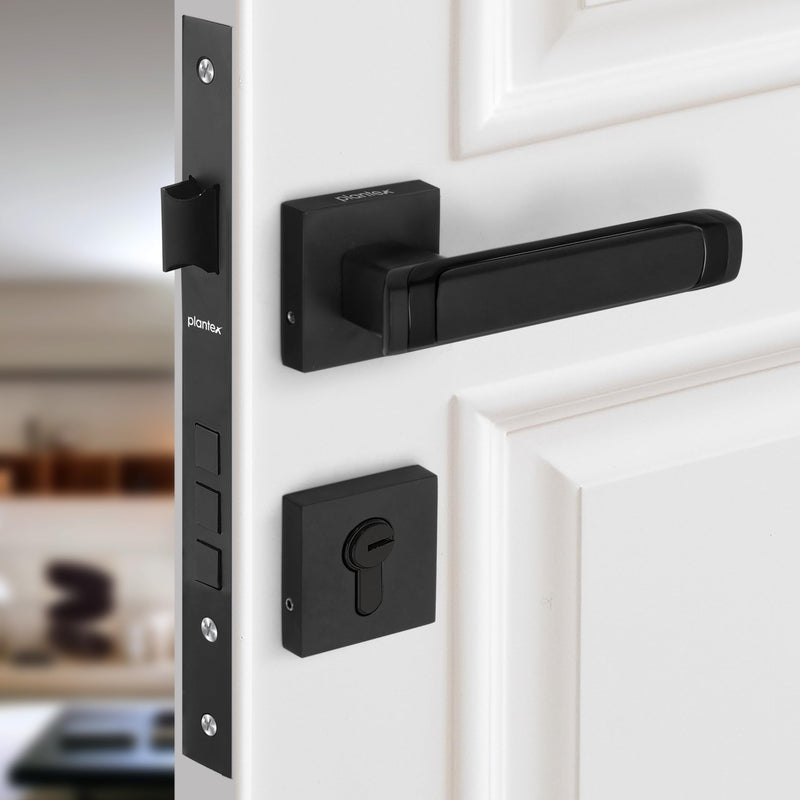 Plantex Triple Security Door Lock for Home/Main Door Lock Set with 3 Years of Warranty/Mortise Lock for Door with Brass Lock Body & Cylinder (7127, Z Black & DC Black)-1