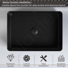 Plantex Melamine Wash Basin/Black Washbasin/Counter Top basin for Bathroom/Restaurants/Office (Black, 18 x 13 x 4.5 Inch)-4