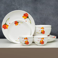 Clay Craft Fine Ceramic Eco Dinner Set, Enchanting Gold, for Family of 4, Dinner Set Ceramic, Crockery Set, Dining Set for Dinner, Crockery Set for Gift, Kitchen Set (ECO3, 12 Pieces)