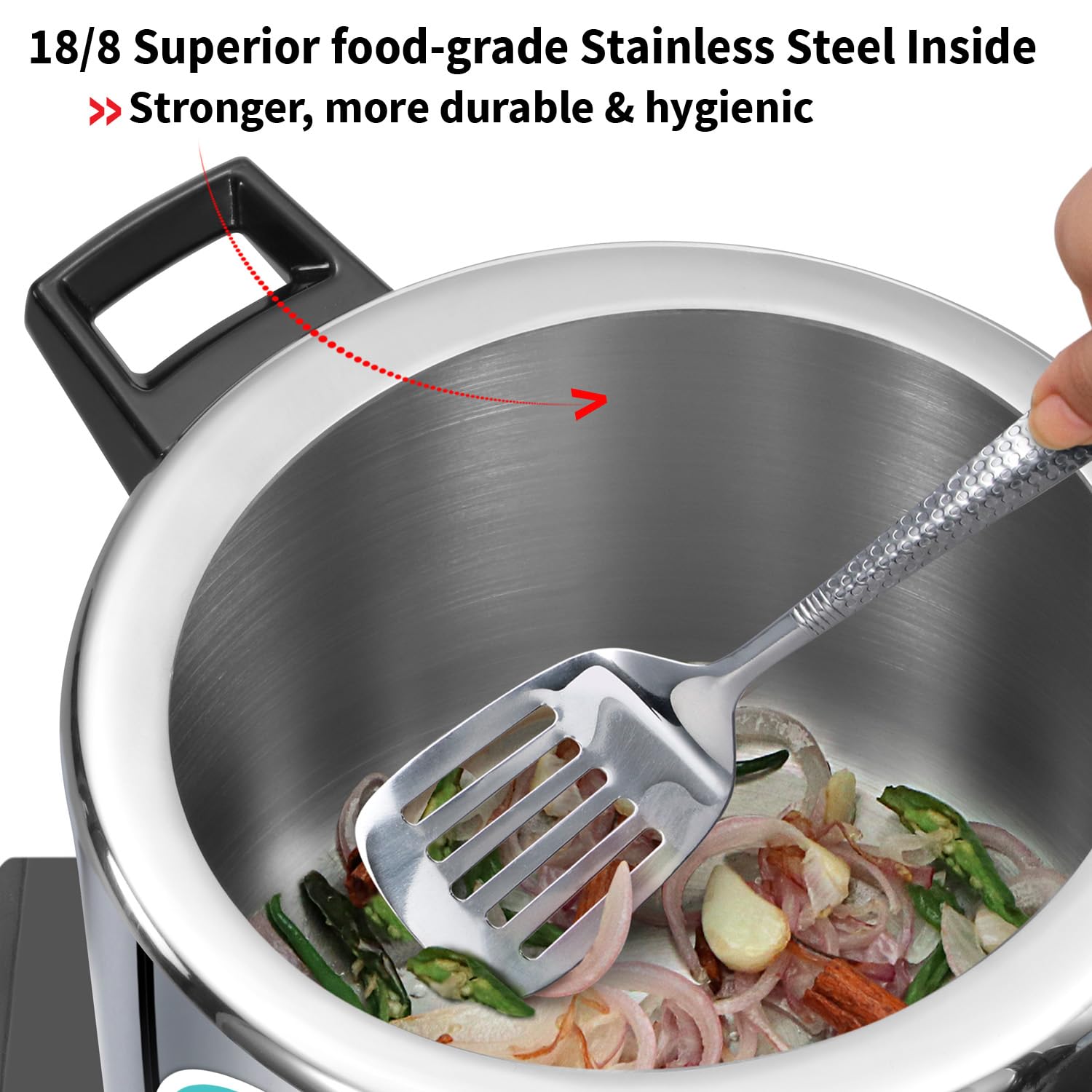 Hawkins Classic 5 Litre Tri-Ply Pressure Cooker with Separator, Triply Stainless Steel Inner Lid Cooker, Silver (SSTCL51)