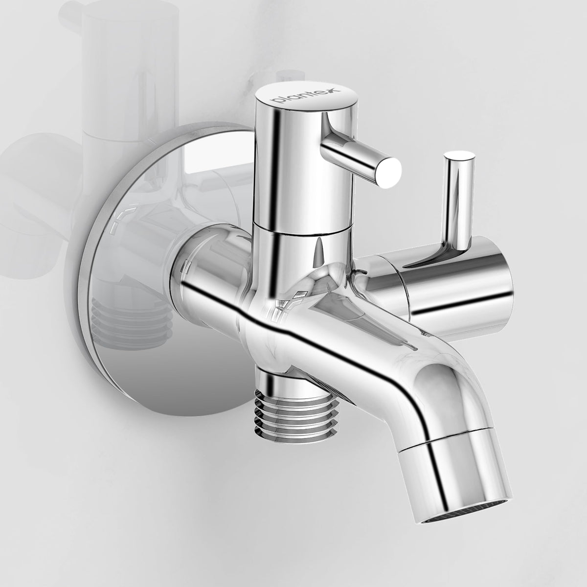 Plantex Pure Brass Two-Way Bib Cock Tap with Water-Saving Aerator/Compatible with Washing Machines/2 in 1 Tap -7 Year Warranty -(ICO-907-Chrome)-1