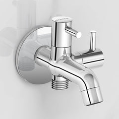 Plantex Pure Brass Two-Way Bib Cock Tap with Water-Saving Aerator/Compatible with Washing Machines/2 in 1 Tap -7 Year Warranty -(ICO-907-Chrome)-1