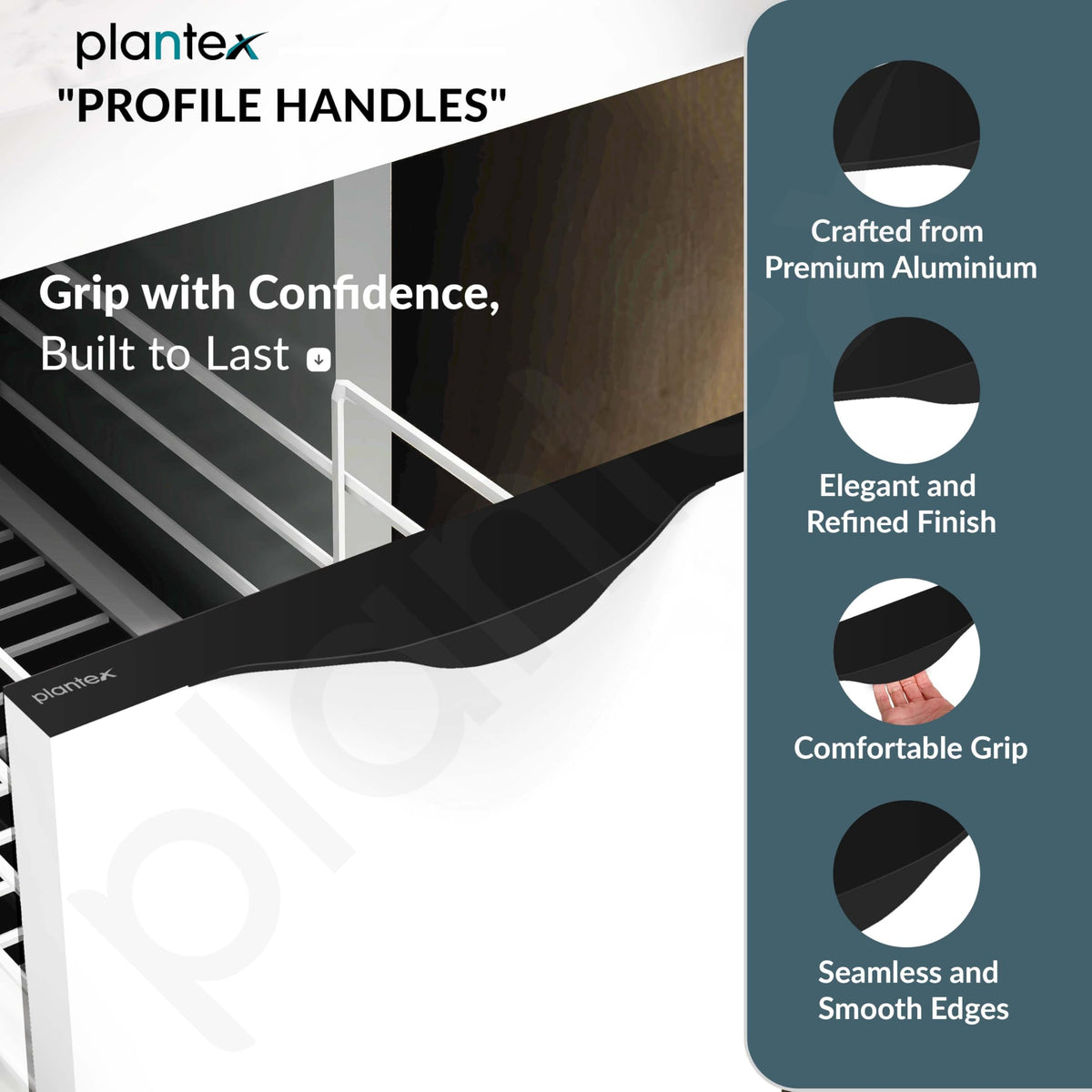 Plantex Profile Handle for Kitchen Cabinet/10 Inch Aluminium Drawer Profile Handle/Wardrobe Pull Handle for Home/Office/Hotel - Pack of 1 (Black) (Model APS-PF-1001)-2