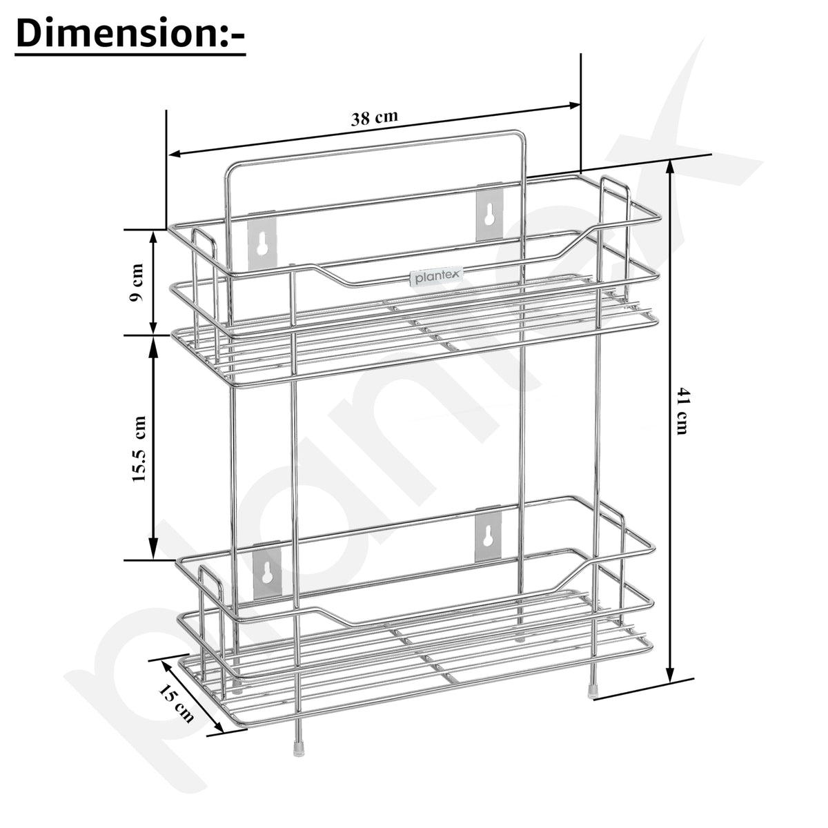 Plantex Wall Mounted Kitchen Organizer Rack/2 Tier Spice Rack for Kitchen/Hanging Shelves/Spice Organizer Storage Stand -(Chrome, 2 Tier)-2