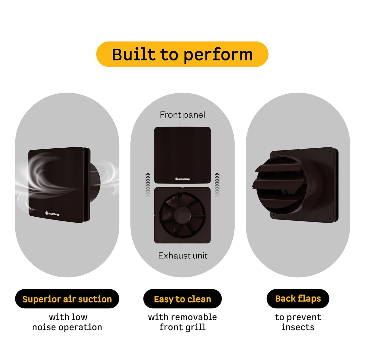 atomberg Studio Exhaust 6 Inches | Suitable for Bathroom, Kitchen | BLDC Motor | Easy to Clean | 2 Year Warranty (Gloss Brown)
