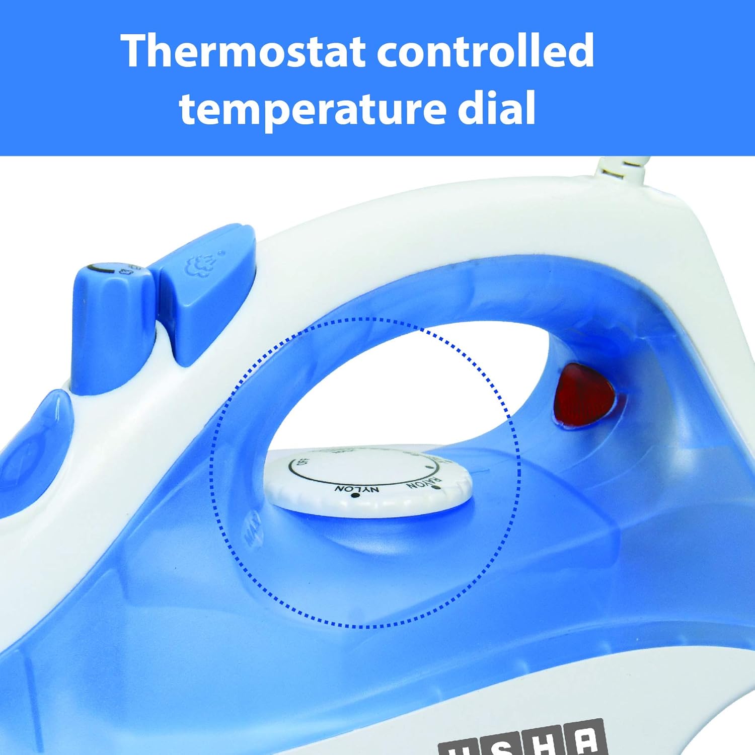 USHA Steam Pro SI 3713, 1300 W Steam Iron, Powerful Steam Output Up to 18 G/Min, Non-Stick Soleplate (White & Blue), 1300 Watts (Pack of 2)
