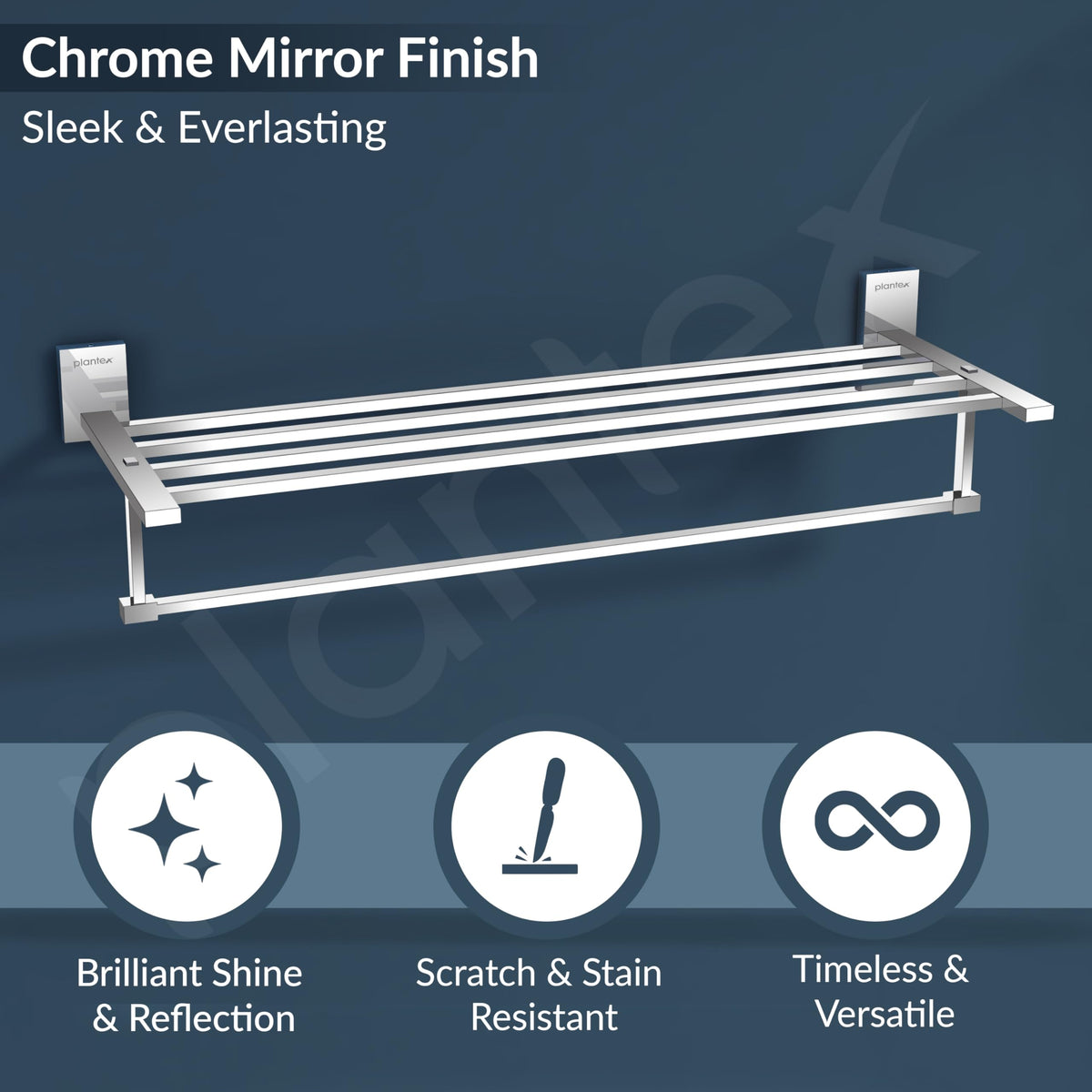 Plantex 304 Grade Stainless Steel 24 inches Long Towel Rack for Bathroom/Towel Rod/Towel Hanger Wall Mounted/Bathroom Accessories - Senso (Chrome)-5