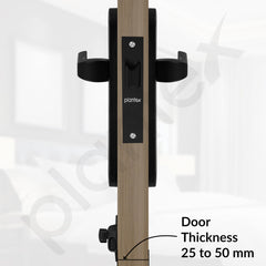Plantex Heavy Duty Bathroom Door Lock/Mortise Handle Lock/8inch Keyless Plate Handle Set for Home/Bathroom/Store Room/Balcony/Office with Baby Latch (8132- Z-Black)-3