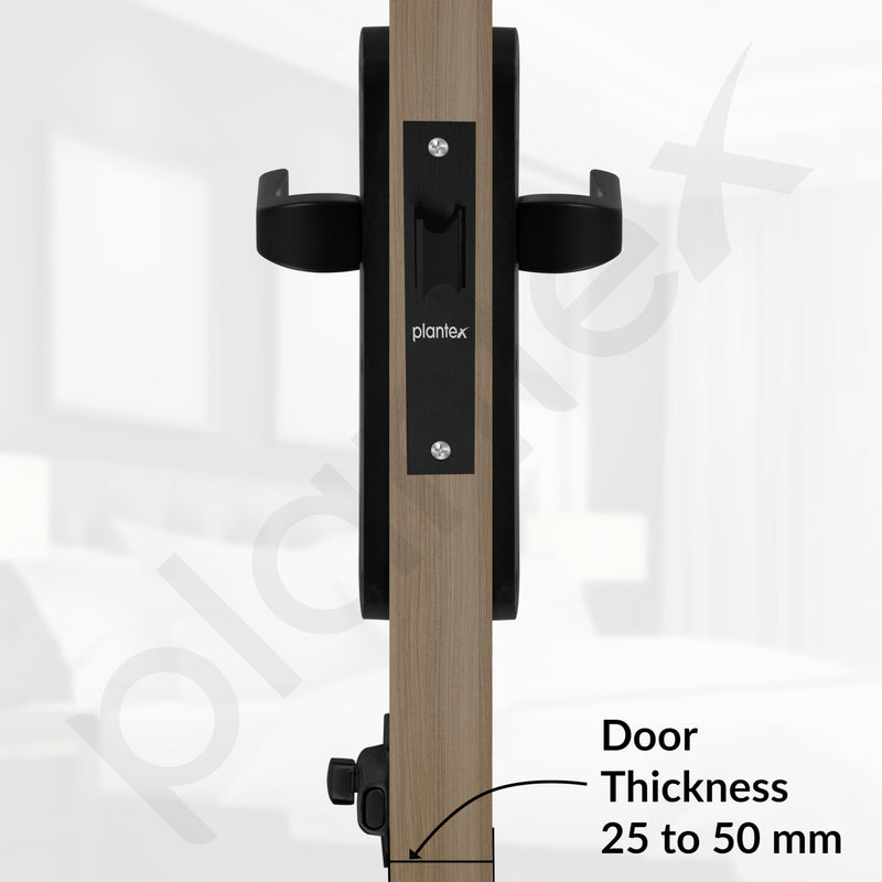 Plantex Heavy Duty Bathroom Door Lock/Mortise Handle Lock/8inch Keyless Plate Handle Set for Home/Bathroom/Store Room/Balcony/Office with Baby Latch (8132- Z-Black)-3