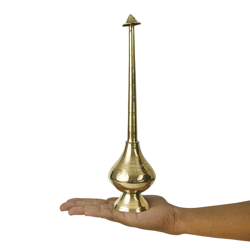 Brass Sprinkler Bottle for Holy Water, Gangajal and Perfume Gulab Pash Rose Water Paneer Sombu – (large, 11 Inch)