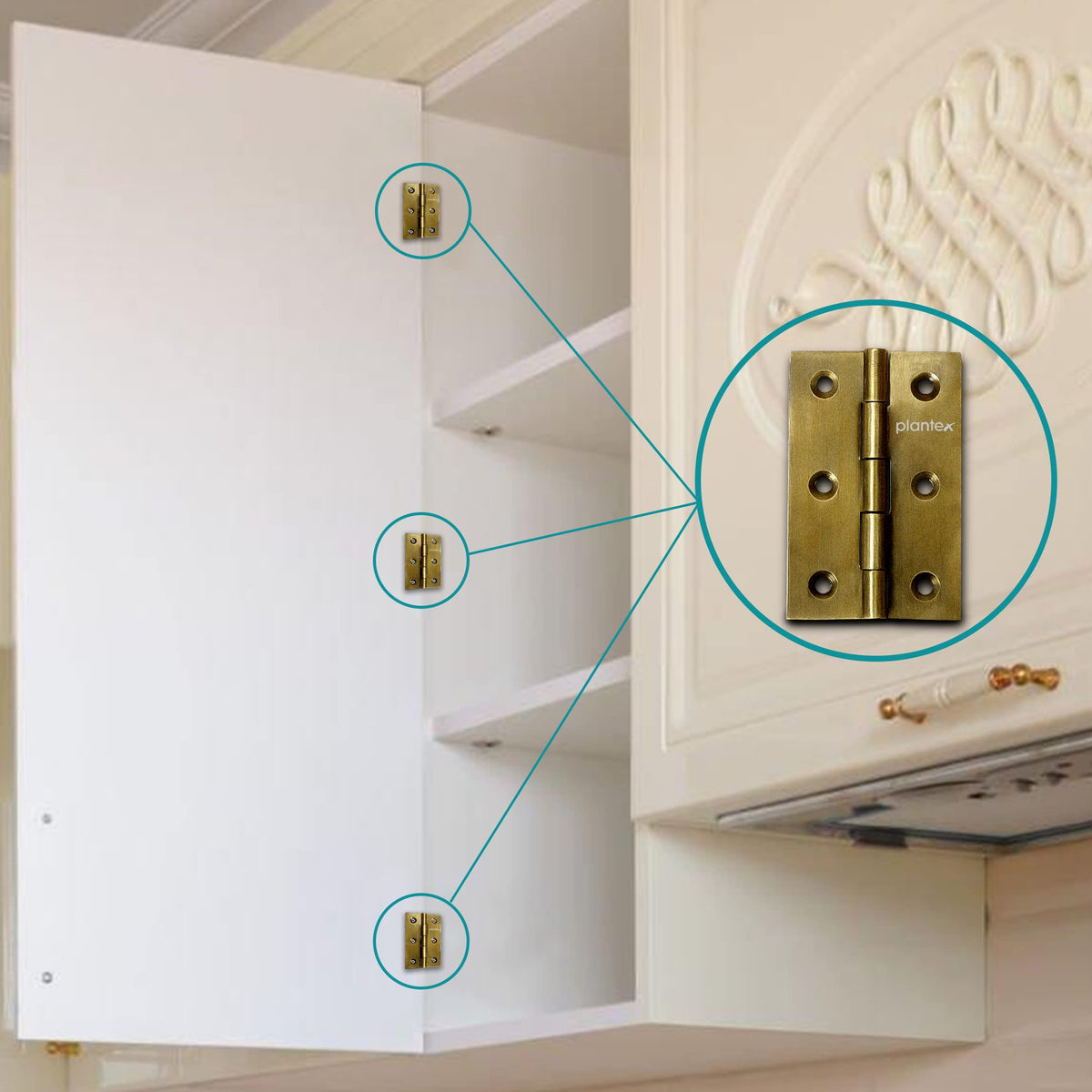 Plantex Stainless Steel Door Hinges 3 inch x 16 Gauge/1.5 mm Thickness Home/Office/Hotel/Hinges for Main Door/Soft Movement Door Hinge/Kabza - Pack of 12 (Brass Antique)-2