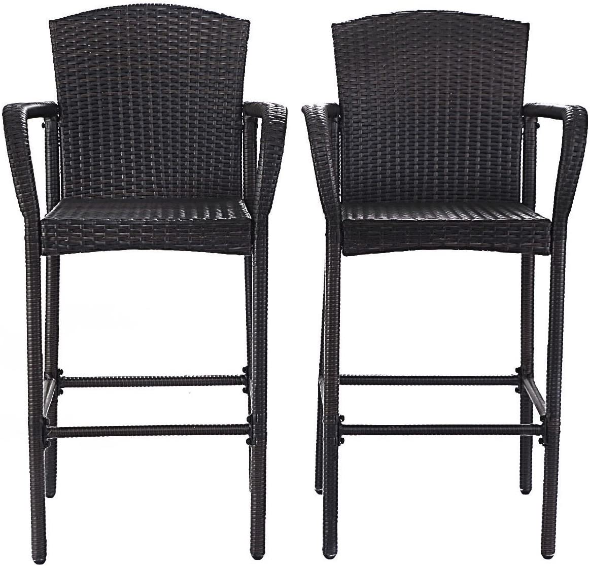 Anselmo Outdoor Patio Bar Chair 2 Chairs For Balcony (Dark Brown)