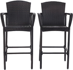 Anselmo Outdoor Patio Bar Chair 2 Chairs For Balcony (Dark Brown)