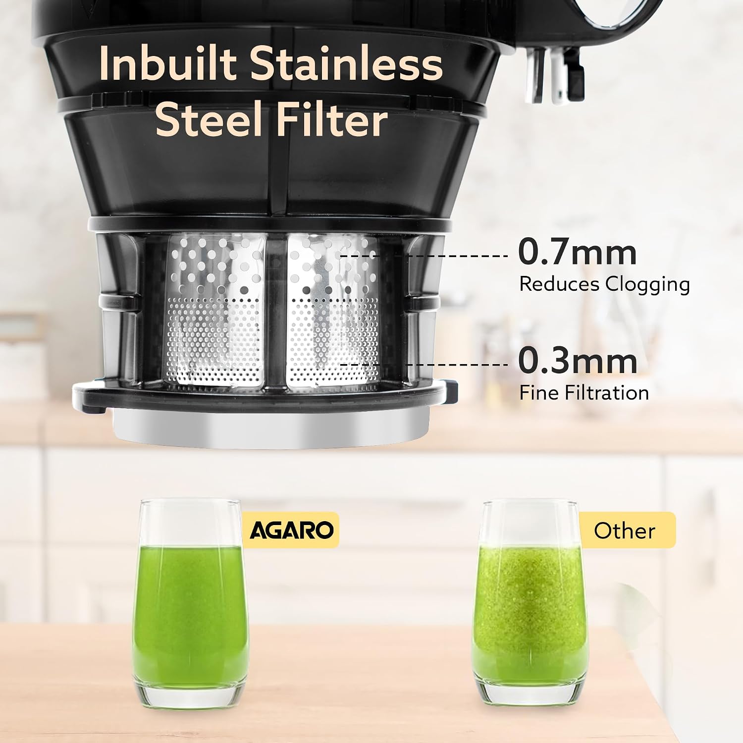 AGARO Regency Cold Press Juicer for Home, 250 Watt AC Motor Slow Juicer Machine, Fruit, Vegetable Juice & Nut Milks, Easy Assembly, Cleaning, Intelligent Safety Features & Auto Reverse, BPA-Free