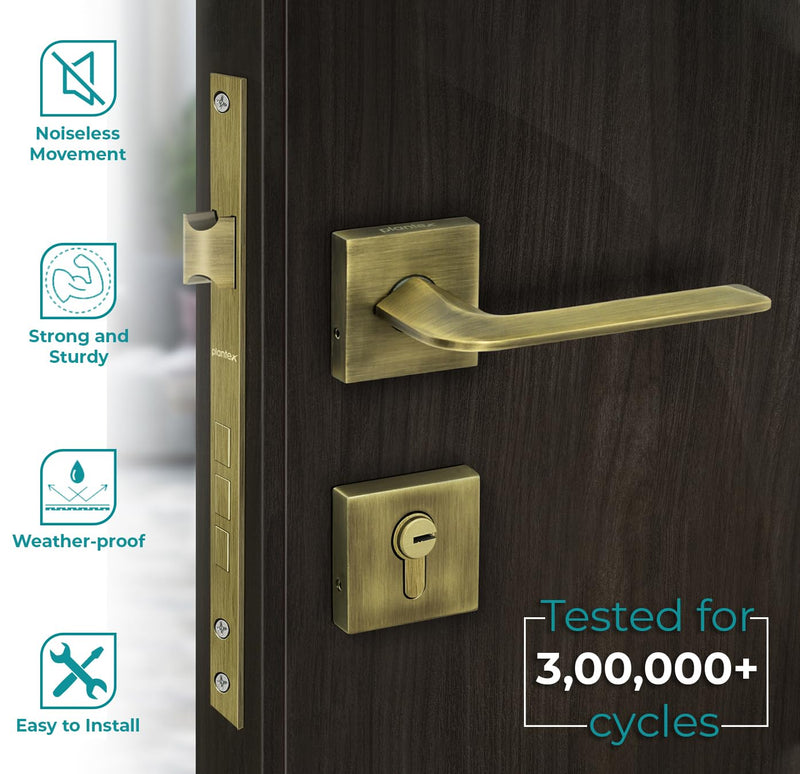 Plantex Premium Door Lock with 3 Years of Warranty/Main Door Lock for Home/Mortise Lock Set(7105 - Brass Antique)-2