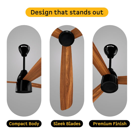 atomberg Renesa Prime 1200mm BLDC Motor | BEE 5 Star Rated | Sleek Ceiling Fans Compatible with Regulators | Without Remote Control | Upto 65% Energy Saving and High Air Delivery Fan (Honey Maplewood)