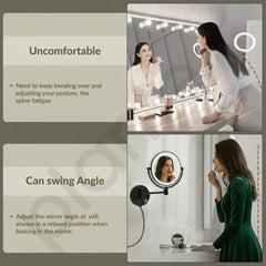 Plantex Brass and 304 Stainless-Steel Magnifying Mirror with LED/Wall Mount Makeup Mirror with Light/Zoom Mirror- 5x/1x Magnification (8 Inch-Black)-4