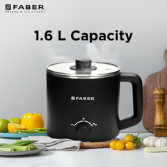 Faber 600W 1.6 liter Multi Cooker|Cool Touch Handle & Temperature Control Knob|Rapid Noodles & Spaghetti Cooker,Hot Soup