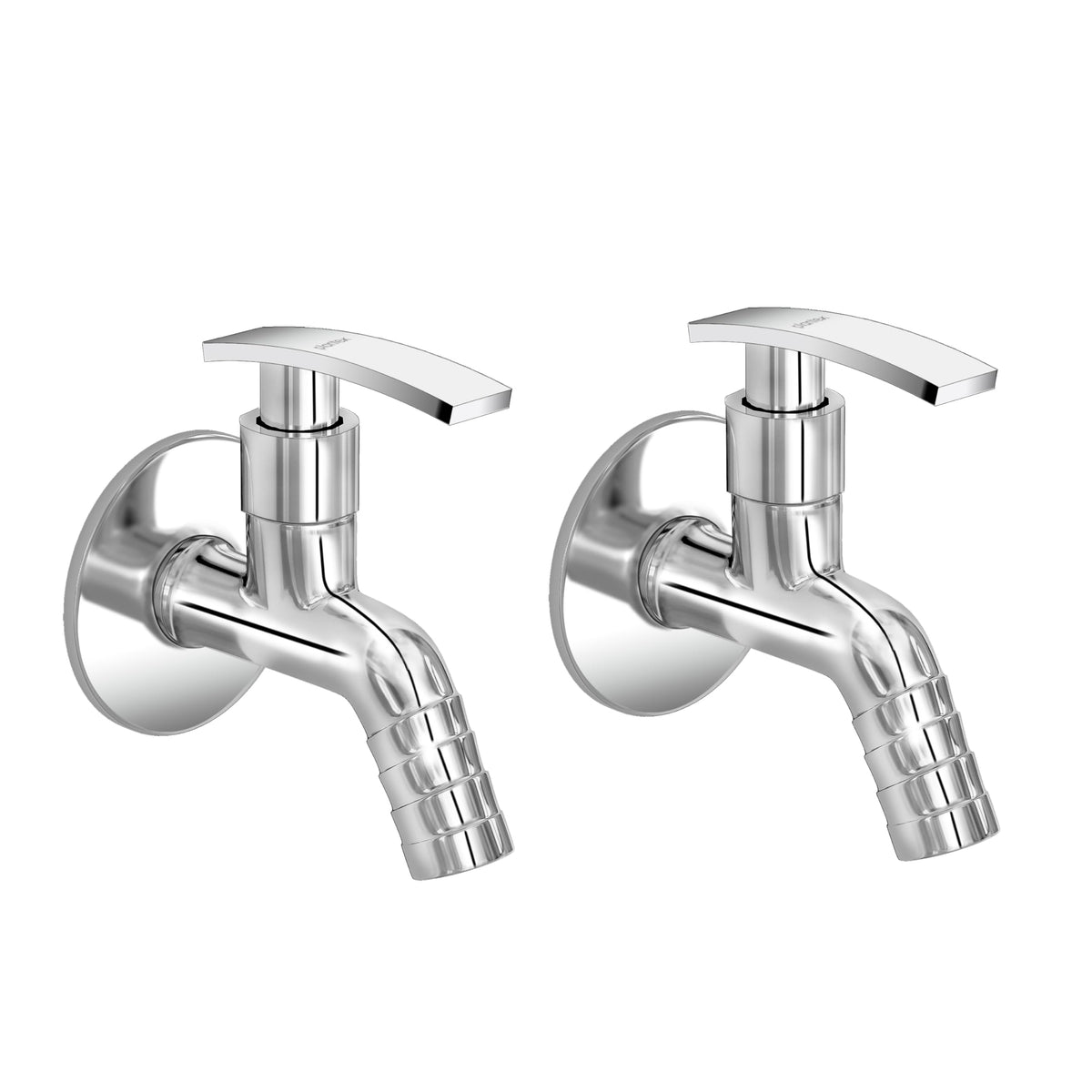 Plantex Single Lever Body Bib Cock Water Tap with Water Saving Nozzle and Brass Spindle/Washing Machine Tap with Wall Flange and Teflon Tape- Pack of 2 (1206-Chrome)