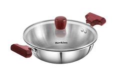 Hawkins 2.5 Litre Deep Fry Pan, Triply Stainless Steel Kadai, Flat Bottom Induction Kadhai, Silver (SSD25)