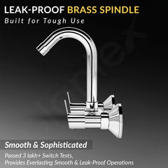 Plantex Sink Mixer for Kitchen with Brass Spindle/Hot & Cold Water Mixer with Teflon Tape & Wall Flange - Pack of 1 (Rio, Chrome)-4