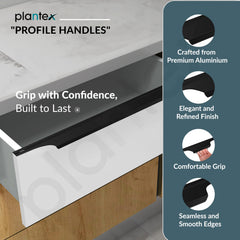 Plantex Profile Handle for Kitchen Cabinet/24 Inch Aluminium Drawer Profile Handle/Wardrobe Pull Handle for Home/Office/Hotel - Pack of 3 (Black) (Model APS-PF-1003)-2