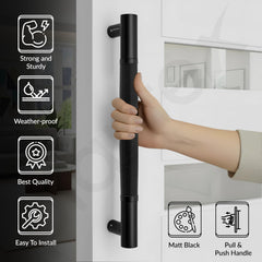 Plantex Main Door Handle/Stainless Steel & Aluminium Door Handle/450mm Pull-Push Handle for Home/Office/Hotel - Pack of 1 (DTMD-411, Black)-3